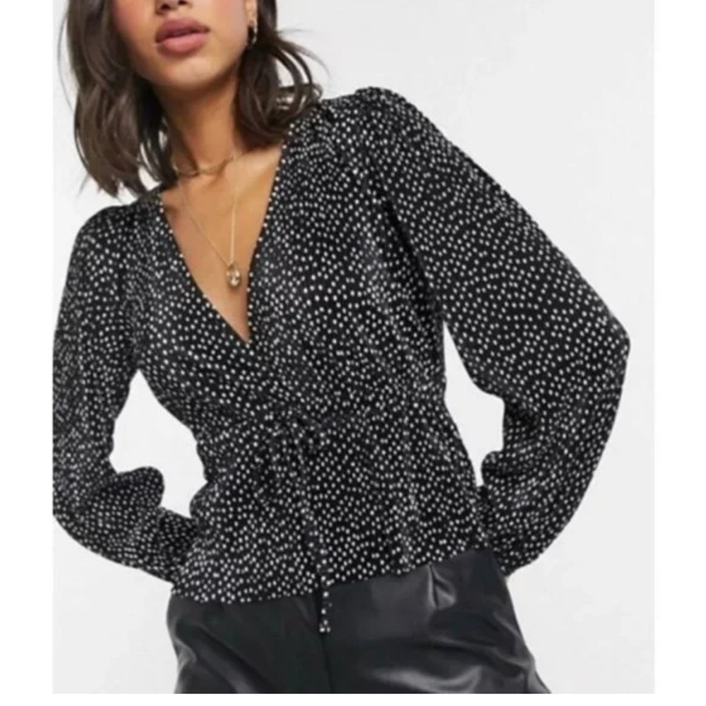 ZARA - SIZE S - POLKA DOT LONG SLEEVE BLOUSE